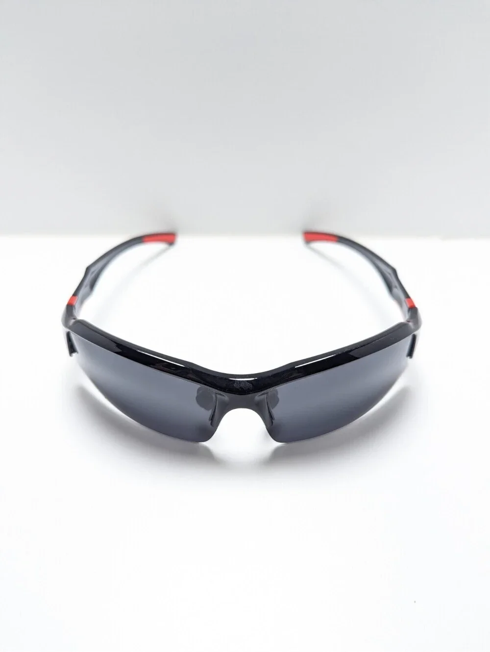 Athletic Shield Gray Lens Black Semi Rimless Wraparound Men's Sport Sunglasses